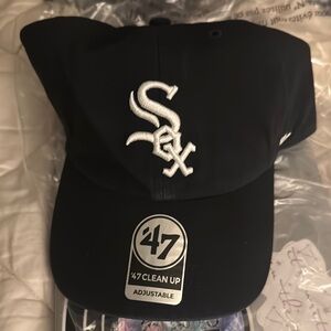 47 Brand Black Cap with White Embroidery
